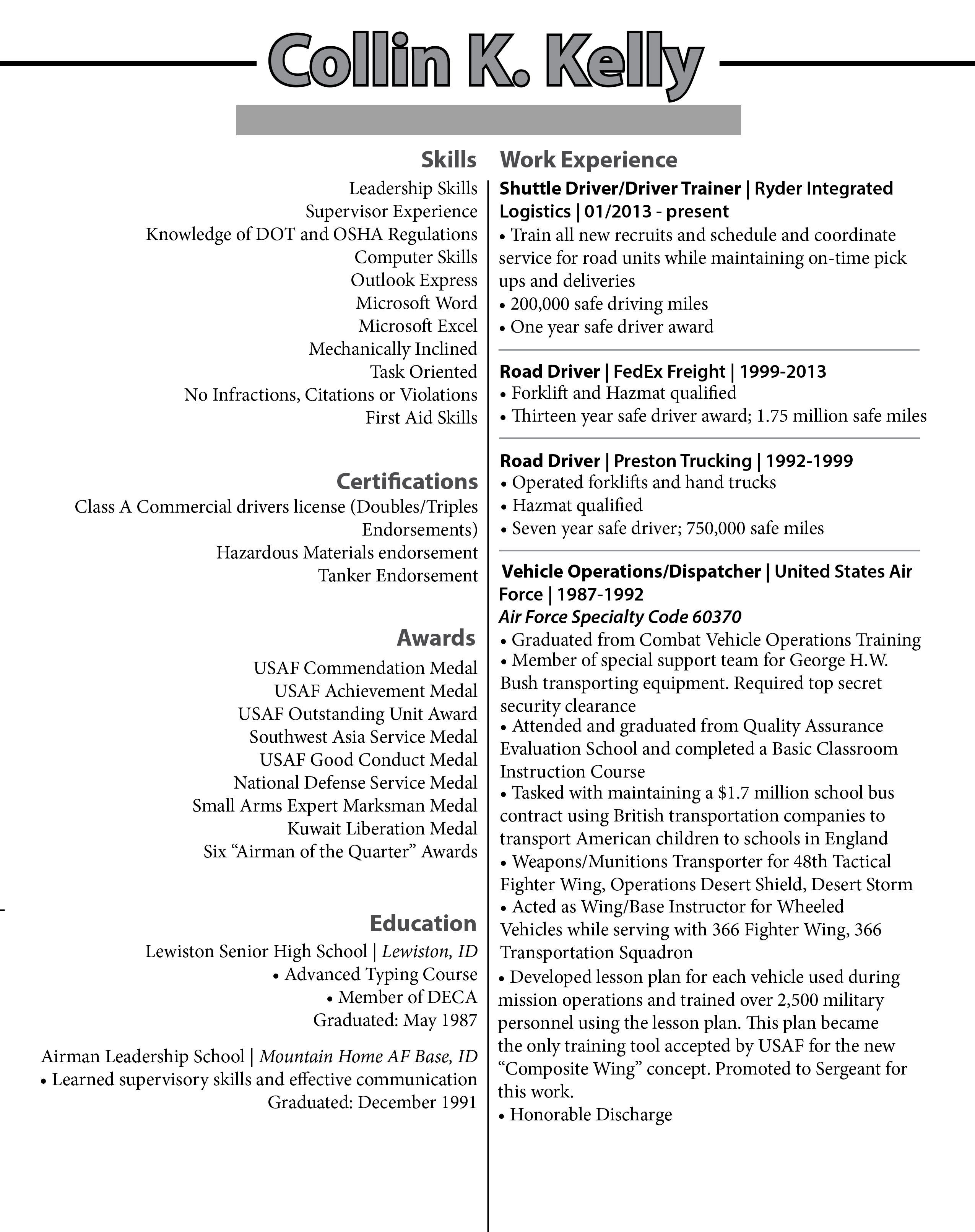 Skill section of resume